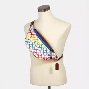Coach Brand, Warren Belt Bag in Rainbow Signature Canvas